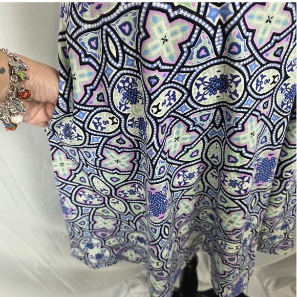 Talbots Dress Women XS Blue Multicolor Sleeveless Fit & Flare Cotton Boho Retro - Picture 2 of 10